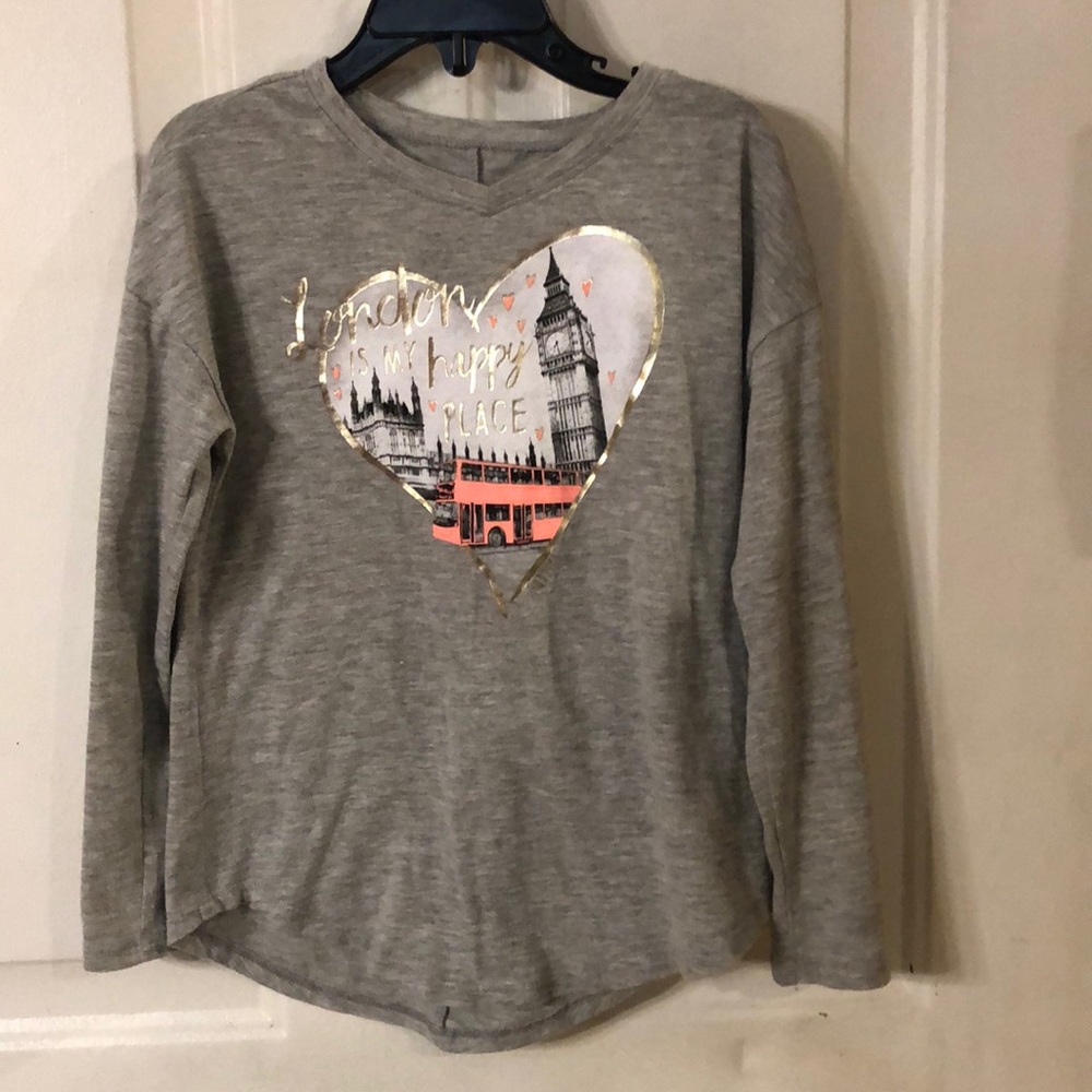Justice Grey/Silver Long Sleeve Shirt, Size 6, EUC